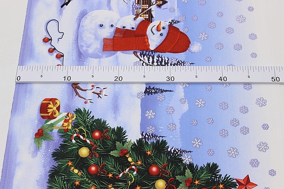 Дорожка "Новогодний снеговик", ш.0.5м, хлопок -100%, 228гр/кв.м, раппорт-63.5см