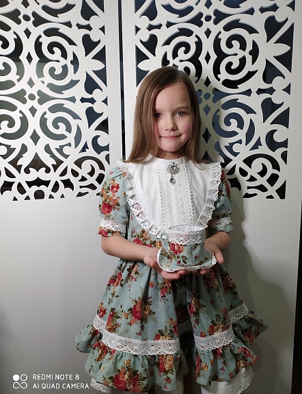 Детское платье из хлопкольна "Чайная роза"