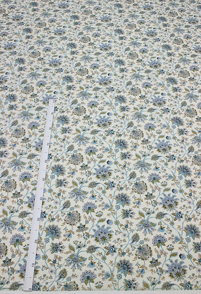 Сатин "Флирт цветов" цв.бирюзовый, ш.2.35м, хлопок-100%, 110гр/м.кв