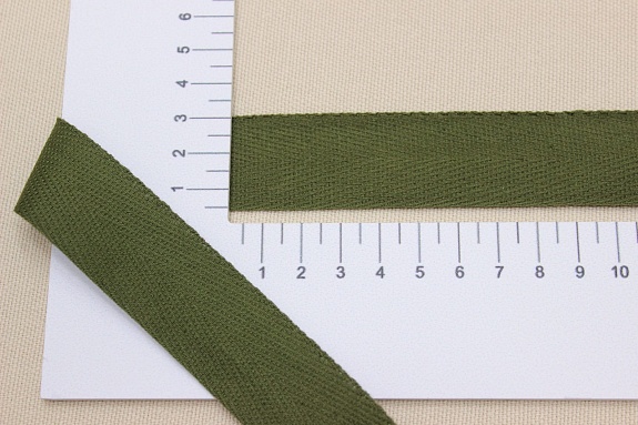 Лента киперная цв.зеленый хаки, ш.27мм, хлопок-100%