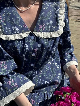 Воздушное платье из цветочного сатина "Ароматный лужок" 