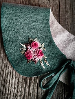 Льняной воротник в цвете темный малахит