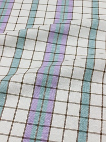 Мерный лоскут Холст полотенечный "Клетка" цв.сиреневый/мятный, ш.0.5м, лен-30%, хл-70%, 140гр/м.кв