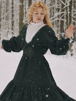 Платье из Теплого хлопка цв.Темный пихтово-зеленый