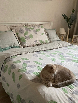 Комплект постельного белья из полульна "Графические листья"