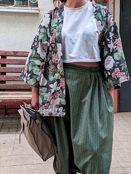 Хаори из бязи и штаны из пестряди