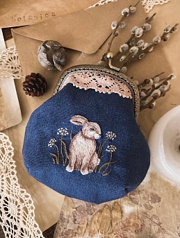 Кошелек из льна костюмного с эффектом мятости