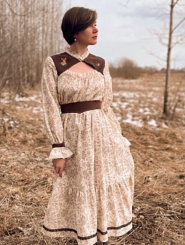 Платье из костюмного льна и теплого хлопка