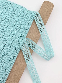 Кружево цв.нежно-бирюзовый с мятным оттенком, ш.15мм, хлопок-90%, п/э-10%