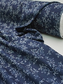 Мерный лоскут Лен с вискозой (Digital) "Ноктюрн ветвей" цв.чернильный, ш.1.35м, лен-70%, вискоза-30%, 175гр/м.кв