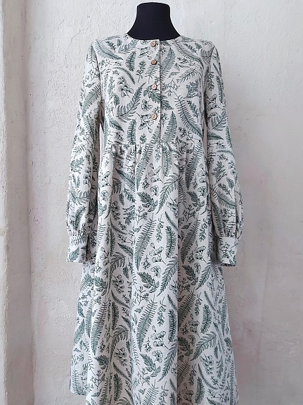 Платье из полульна "Душистые травы" в суровом цвете