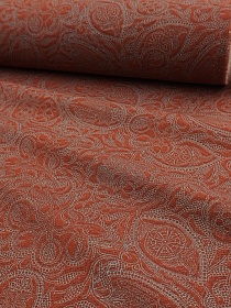 Хлопколен "Ажурный след" цв.темно-терракотовый, ш.1.5м, лен-20%, хлопок-80%, 170гр/м.кв