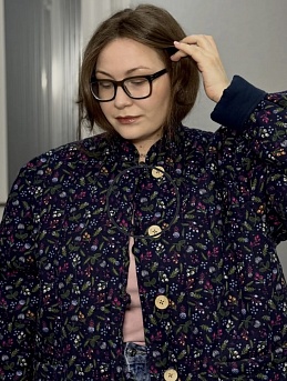 Фуфаечка из Теплого хлопка "Разнотравье на чернильном"