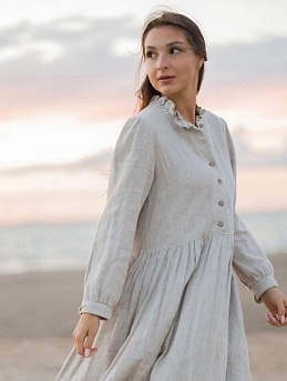 Платье из льна с вискозой с эффектом мятости