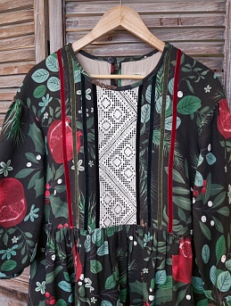 Платье из рогожки "Гранатовый сад" 