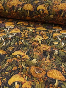 Импорт. хлопок "Грибы" цв.горчичный, ш.1.45м, хлопок-100%, 100гр/м.кв