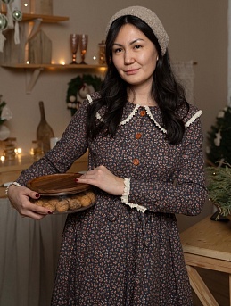 Уютное платье из теплого хлопка "Брусника"