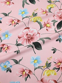 Штапель "Цветущая долина" цв.нежно-розовый, ш.1.45м, вискоза-100%, 100гр/м.кв