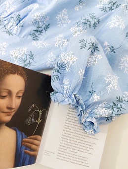 Платье из фактурного хлопка с мережкой-полосой