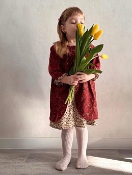 Детское платье из теплого хлопка "Мелкое соцветие" и "Бордовые лютики"