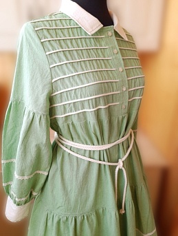 Платье из вареного хлопка в цвете зеленая трава меланж