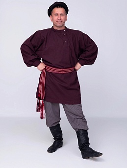 Штаны из пестряди в полоску и пояс для народного костюма