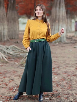 Рубашка из теплого хлопка в горчично-медовом цвете