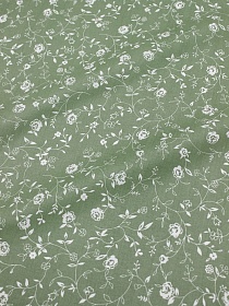 Поплин "Роза Вьюнок" цв.эвкалипт, ш.1.5м, хлопок-100%, 105гр/м.кв