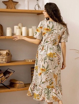 Легкое платье из полульна "Цветущий луг"