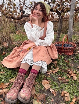 Сарафан из теплого хлопка и блузка из муслина