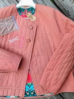 Льняная душегрея со сказочно красивой внутренней частью из бязи "Поляна сказок"