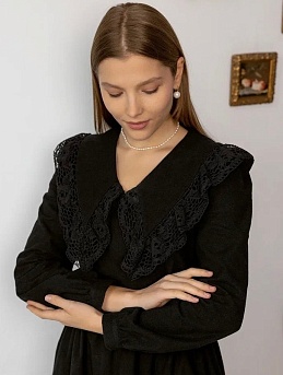 Платье из теплого хлопка в черном цвете