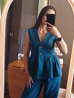 Женский брючный костюм из однотонного вареного хлопка