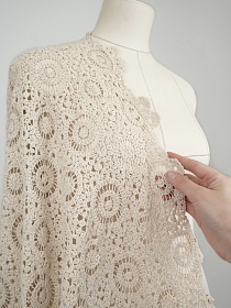 Мерный лоскут Кроше "Ажурная мечта" (фестоны с 2х сторон) цв.суровый, ш.1.1м, хлопок-100%, 350гр/м.кв