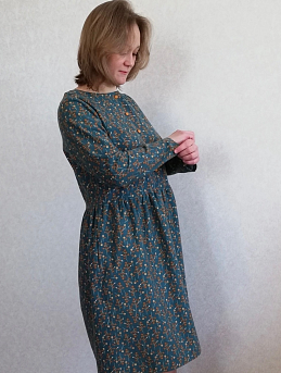 Платье из теплого хлопка "Карамельные веточки"