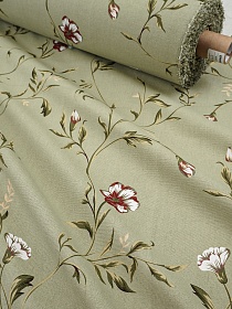 Ткань интерьерная "Вьющийся шепот" цв.фисташково-бежевый, ш.1.5м, хлопок-80%, п/э-20%, 250гр/м.кв