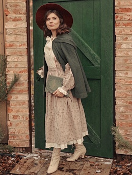 Винтажное платье из теплого хлопка "Нежные бутончики"