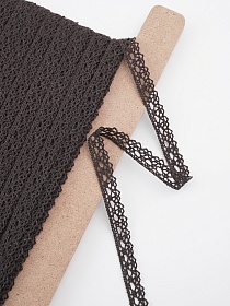 Кружево цв.темный шоколад, ш.12мм, хлопок-90%, п/э-10%