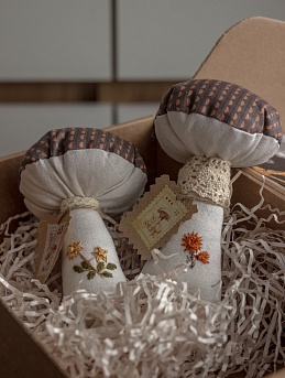 Текстильные игрушки "Грибочки" из льна