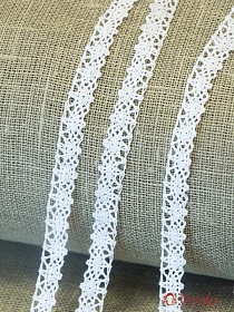 Кружево цв.белый, ш.12мм, хлопок-90%, п/э-10%, рис.057/1