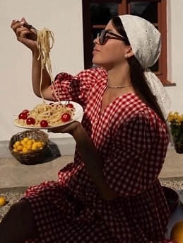 Свободное платье из вареного хлопка в клетку