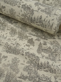 Хлопколен "Туаль де Жуи - прованс" цв.кофейный (на суровом), СОРТ2, ш.1.4м, лен-15%, хл-85%, 125гр/м.кв