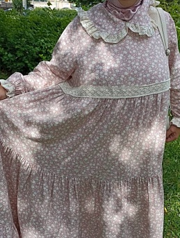 Платье ярусами из Муслина Премиум с кружевной отделкой