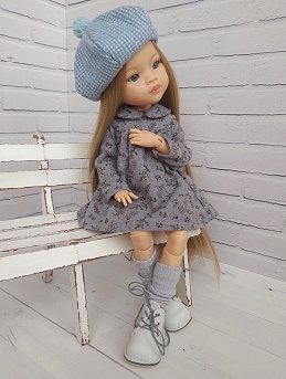 Платье для куклы из теплого хлопка "Мелкая ботаника"
