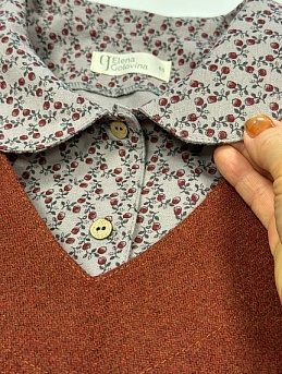 Рубашка из теплого хлопка "Винтажная брусничка" и сарафан и шерстяной ткани