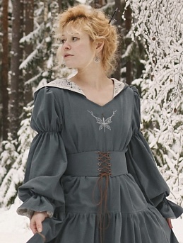 Платье с вышивкой из хлопка крэш и кружевного полотна