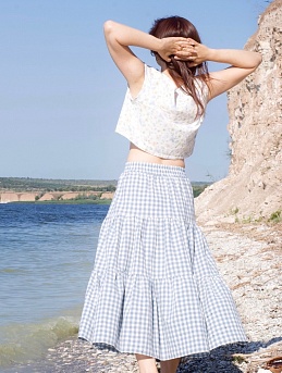 Многоярусная юбка из вареного хлопка