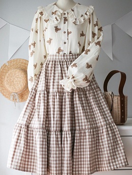 Комплект из юбки из вареного хлопка и блузки из муслина