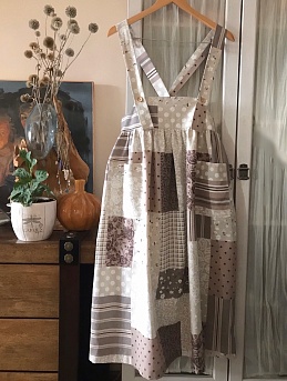 Юбка-сарафан из полульна в технике пэчворк