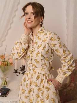 Платье из теплого хлопка "Цветущая веточка"